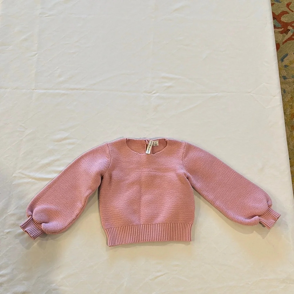 Janie and Jack Pink Knit Balloon-Sleeve Sweater